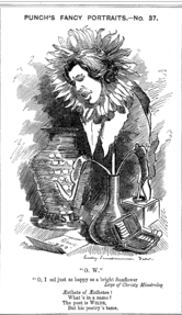 Punch cartoon of Oscar Wilde, 1881